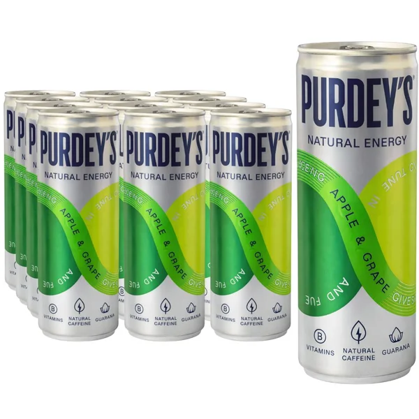 Purdey's Grape & Apple Sparkling Energy Drink Can - Can 250ml x12